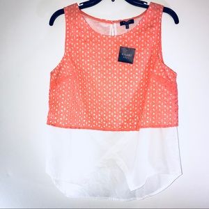 NWT KAARI BLUE COTTON SLEEVELESS TOP SHIRT EYELET